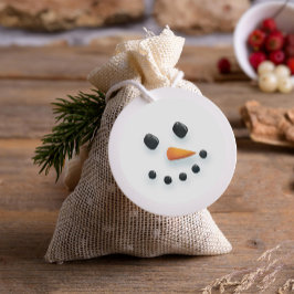 かわいい図解入りの、写真付きの雪だるま顔 ラウンドシール