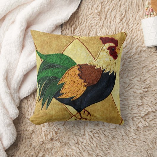 かわいい国のオンドリによってキルトにされる一見の装飾用クッション クッション (ブランケット)