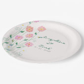 かわいい国のデイジーピンクフローラ ペーパープレート (アングル)