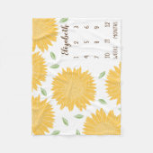 かわいい国のヒマワリのベビーのマイル標石 フリースブランケット (正面)