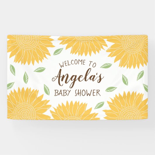 かわいい国のヒマワリのベビーシャワーのパーティー 横断幕 (横)