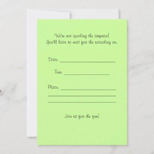 かわいい国のベビーの性はパーティの招待状を明らかにします 招待状 (裏面)