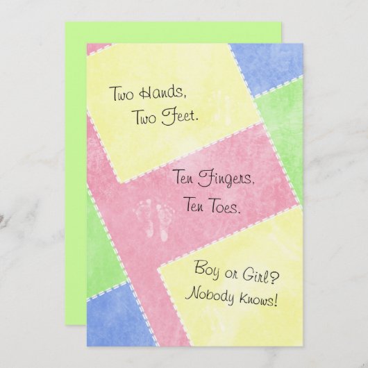 かわいい国のベビーの性はパーティの招待状を明らかにします 招待状 (正面/裏面)