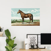 かわいい国のヴィンテージ馬の装飾ポスター ポスター (ホームオフィス)