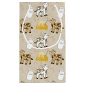 かわいい国の牛のタイル模様パーティー スモールペーパーバッグ (裏面)