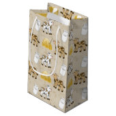 かわいい国の牛のタイル模様パーティー スモールペーパーバッグ (裏面アングル)