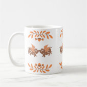 かわいい国の秋キスをする翼のある豚 コーヒーマグカップ (左)