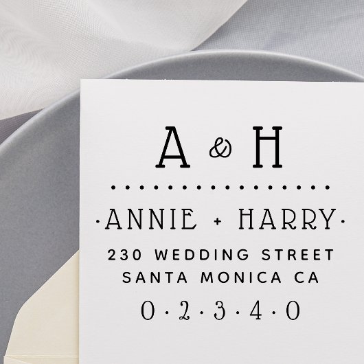 かわいい国の結婚式の名前&カスタム差出人住所 ラバースタンプ