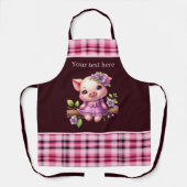 かわいい国の豚の追加文字 エプロン (正面)