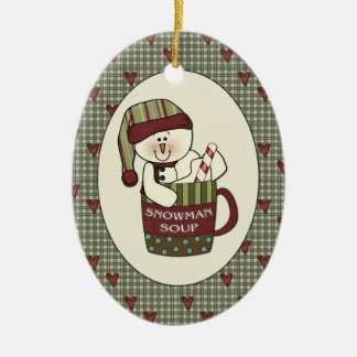 かわいい国の雪だるまスープクリスマスのコップ セラミックオーナメント