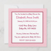 かわいい国スタイルのピンクの格子縞のブタのベビーシャワー 招待状 (裏面)