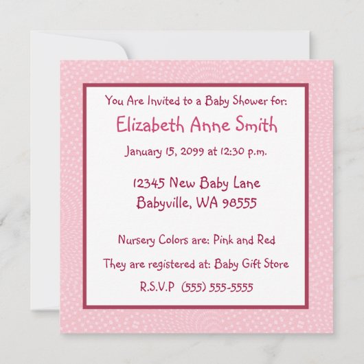 かわいい国スタイルのピンクの格子縞のブタのベビーシャワー 招待状 (裏面)