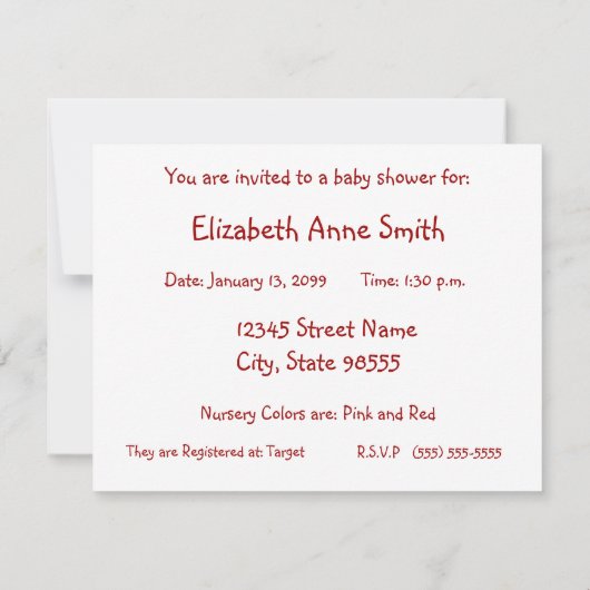 かわいい国スタイルのピンクの格子縞のブタのベビーシャワー 招待状 (裏面)