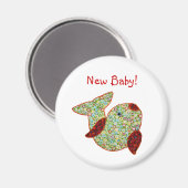 かわいい国スタイルパッチワーク金魚新生児 マグネット (正面/裏面)