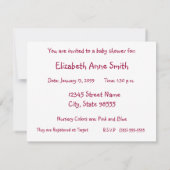 かわいい国スタイルブルーリス赤ちゃんシャワー 招待状 (裏面)