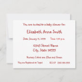 かわいい国スタイルブルーレディバグベイビーシャワー 招待状 (裏面)