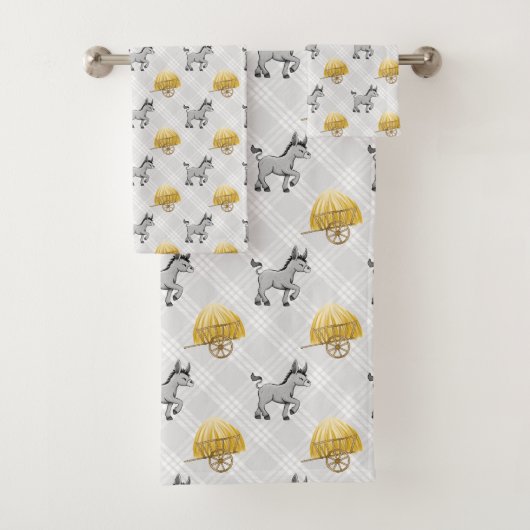 かわいい国タイルのロバのパターン バスタオルセット (インサイチュ)