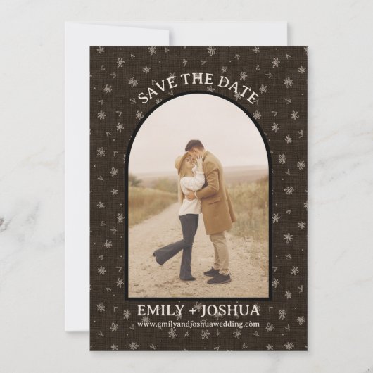 かわいい国モダンフローラフラット日付カードを保存 セーブザデート (正面)