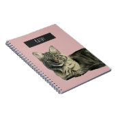 かわいい国内中型の毛猫の水彩画 ノートブック (右側)