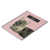 かわいい国内中型の毛猫の水彩画 ノートブック (左側)