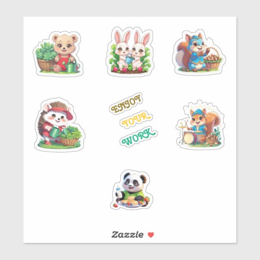 かわいい園芸の動物プリント可能なステッカーシート シール (シート)