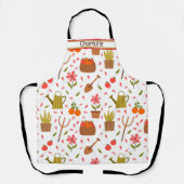 かわいい園芸用具と植物シームレスなパターン エプロン (正面)