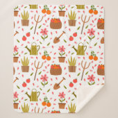 かわいい園芸用具と植物シームレスなパターン シェルパブランケット (正面)