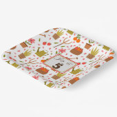 かわいい園芸用具と植物シームレスなパターン ペーパープレート (傾斜あり)