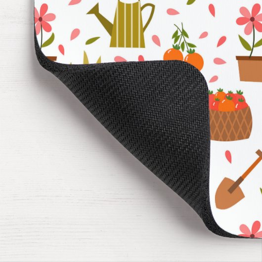 かわいい園芸用具と植物シームレスなパターン マウスパッド (コーナー)