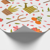かわいい園芸用具と植物シームレスなパターン ラッピングペーパー (角)