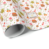 かわいい園芸用具と植物シームレスなパターン ラッピングペーパー (ロールコーナー)