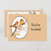 かわいい園鳥結婚夫婦の記念日 招待状 (正面/裏面)
