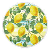 かわいい地中海のサマーレモンフルーツアートパターン セラミックノブ (正面)