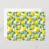 かわいい地中海のサマーレモンフルーツアートパターン ポストカード (正面/裏面)