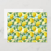 かわいい地中海のサマーレモンフルーツアートパターン ポストカード (正面/裏面)