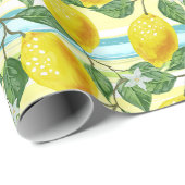 かわいい地中海のサマーレモンフルーツアートパターン ラッピングペーパー (ロールコーナー)