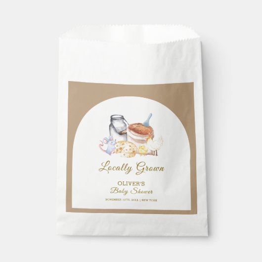 かわいい地元で育った農場チキンマウス赤ちゃんシャワー フェイバーバッグ (正面)