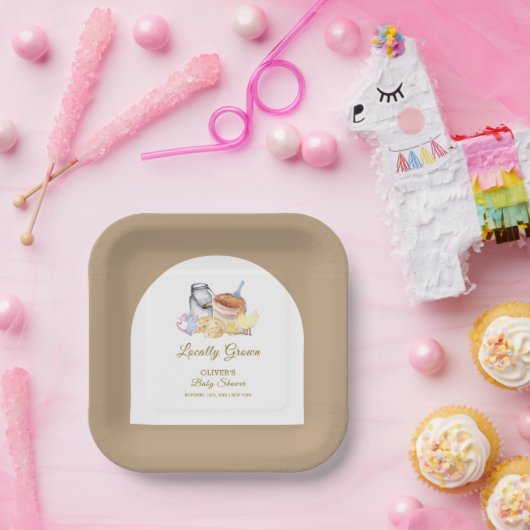 かわいい地元で育った農場チキンマウス赤ちゃんシャワー ペーパープレート (パーティー)