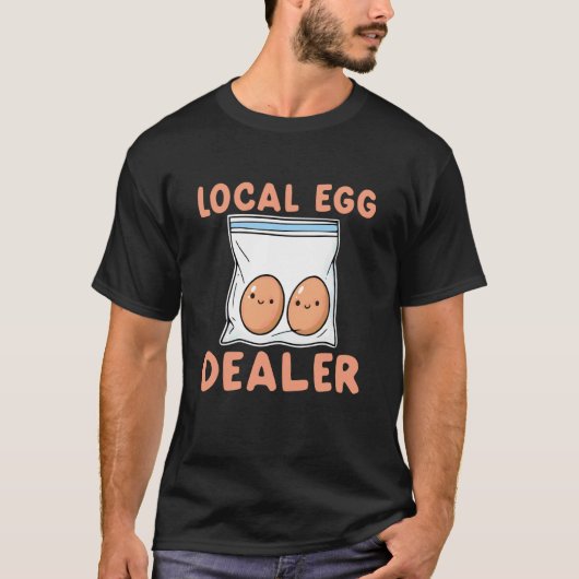 かわいい地元卵販売業者 おもしろい鶏農家 Tシャツ (正面)