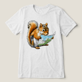 かわいい地図を持つリス トライブレンドTシャツ