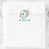 かわいい地球と花ハッピーアースデイフローラ スクエアシール (バッグ)