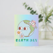 かわいい地球と花ハッピーアースデイフローラ ポストカード (スタンド正面)