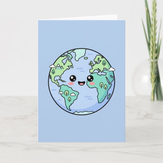 かわいい地球儀 かわいい先生への感謝の気持ちを込めたギフト カード (正面)