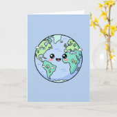 かわいい地球儀 かわいい先生への感謝の気持ちを込めたギフト カード (黄色い花)