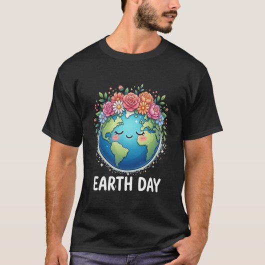 かわいい地球愛好家フラワーリース Tシャツ (正面)
