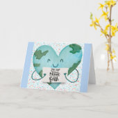 かわいい地球救の日地球 カード (黄色い花)