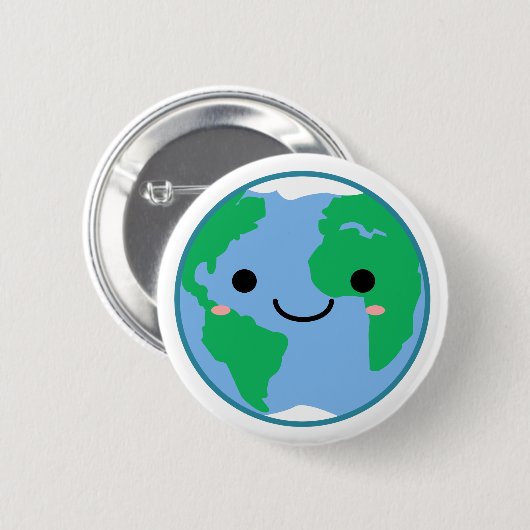 かわいい地球環境認識度気候変動 缶バッジ (正面&裏面)