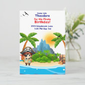 かわいい坊やの海賊をテーマにした誕生日招待状 招待状 (スタンド正面)