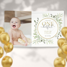 かわいい坊やの1歳の誕生日おめでとうフォト 横断幕