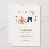 かわいい坊やん冬服ベビーシャワー 招待状 (正面)